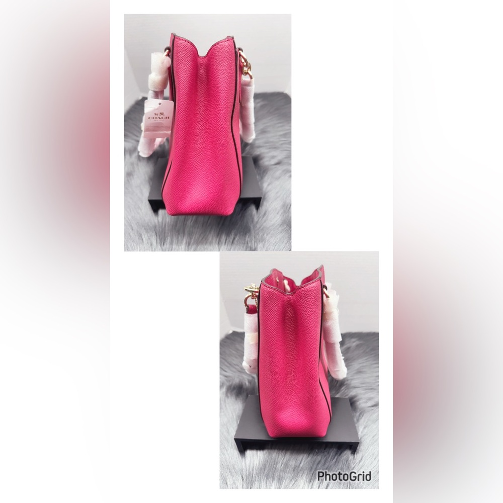 Coach Minetta Bright Pink Crossgrain Leather Shoulder Bag & Matching Wallet Set - Picture 3 of 13